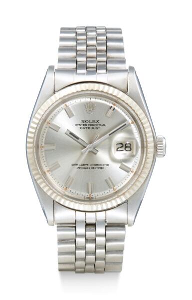 View full screen - View 1 of Lot 8047. ROLEX | DATEJUST, REFERENCE 1601, A STAINLESS STEEL WRISTWATCH WITH DATE AND BRACELET, CIRCA 1971.