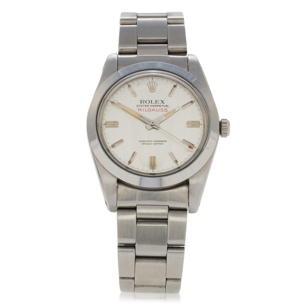 View full screen - View 1 of Lot 17. Milgauss, Ref. 1019 Stainless steel antimagnetic wristwatch with bracelet Circa 1969.