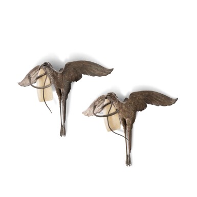 View full screen - View 1 of Lot 24. Paire de grandes appliques Serpentaire.