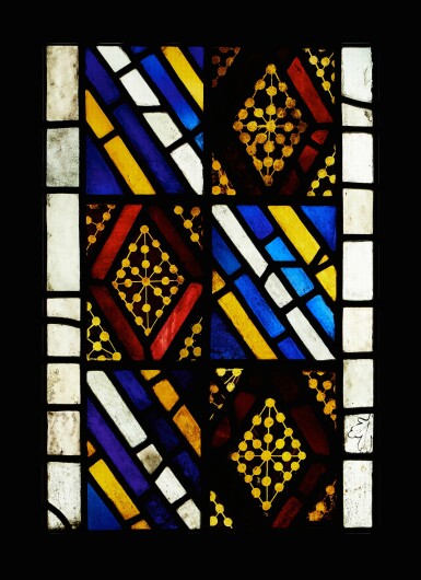 View full screen - View 1 of Lot 28. A set of border sections with the arms of Champagne and Navarre, Northern France, Champagne, Troyes | 一組邊窗,上面有香檳區和納瓦拉區的徽章,法國北部,香檳區,特魯瓦區.