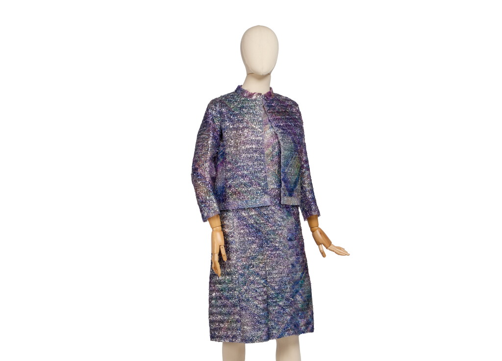 View full screen - View 1 of Lot 28. Haute Couture Organdy and Cellophane Ensemble, Spring-Summer 1967.