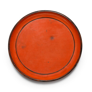View full screen - View 1 of Lot 14. A NEGORO RAISED CIRCULAR TRAY, MUROMACHI PERIOD, 15TH CENTURY.