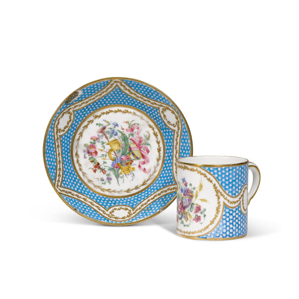 View full screen - View 1 of Lot 56. A Sèvres cup and saucer (gobelet litron et soucoupe), circa 1775.