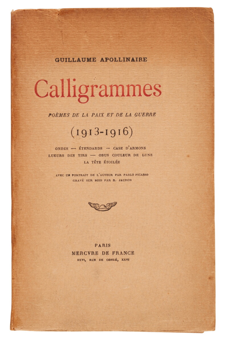 Guillaume Apollinaire Calligrammes Paris 1918 First Edition guillaume-apollinaire-calligrammes-paris-1918-first-edition