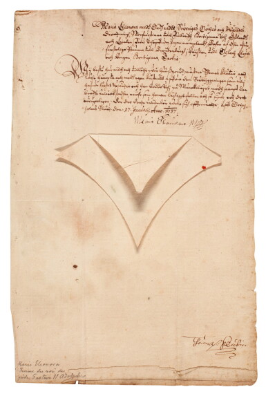 View full screen - View 1 of Lot 66. Maria Eleonora, Queen of Sweden, document signed, 17 January 1637.