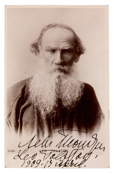 View full screen - View 1 of Lot 119. TOLSTOY | photograph signed, 1909.