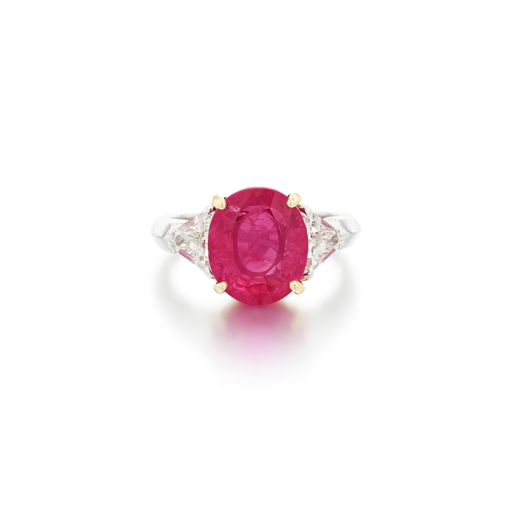View full screen - View 1 of Lot 227. Ruby and diamond ring.