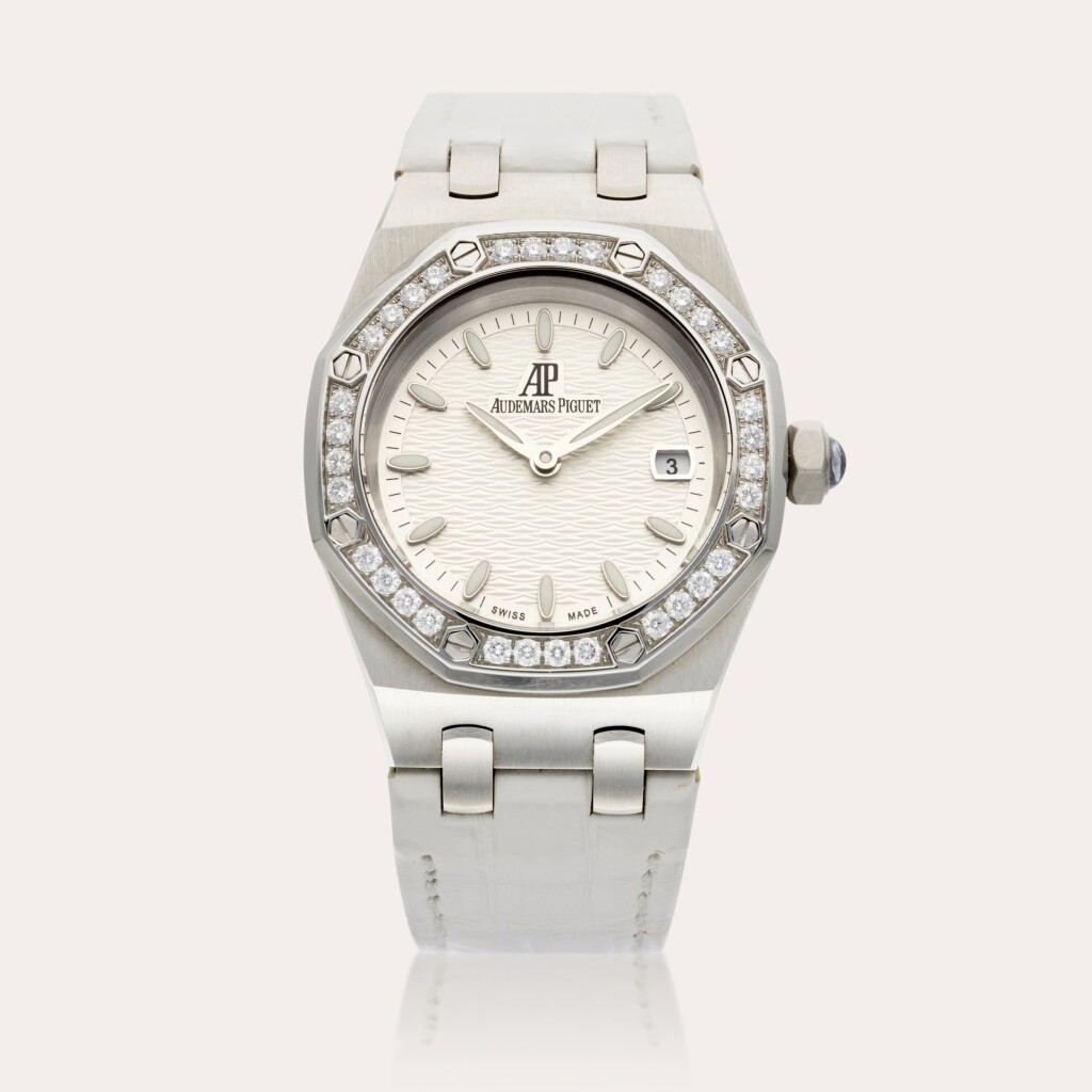 View full screen - View 1 of Lot 359. Lady Royal Oak | A stainless steel and diamond-set wristwatch with date, Circa 2010.