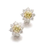 Pair of Fancy Intense Yellow diamond ear clips