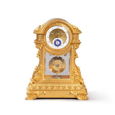 View full screen - View 1 of Lot 684. A Louis-Philippe quarter-striking astronomical mantel regulator with coup perdu escapement, Paris, 1844, the dial signed by Paul Garnier.