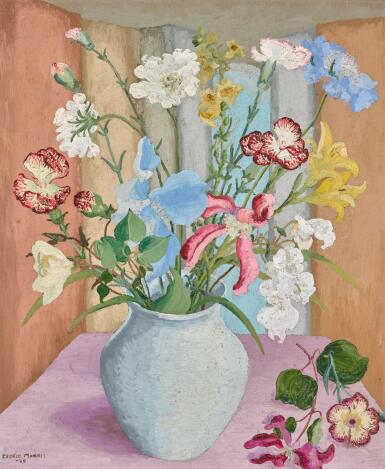 View full screen - View 1 of Lot 101. SIR CEDRIC MORRIS | STILL LIFE (SCABIOUS, CARNATIONS AND HEMEROCALLIS).