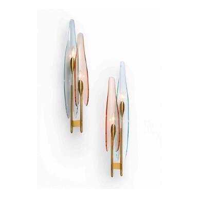 View full screen - View 1 of Lot 100. Pair of "Dahlia" Sconces, Model No. 1461.