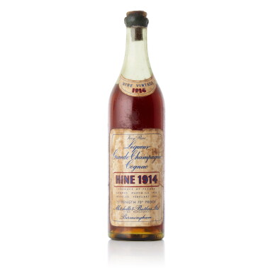 View full screen - View 1 of Lot 6639. Hine Very Rare Liqueur Grande Champagne Cognac 70 proof 1914 (1 BT70).