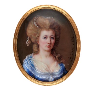 View full screen - View 1 of Lot 176. ELIZABETH TERROUX | PORTRAIT OF A LADY, CIRCA 1785 .