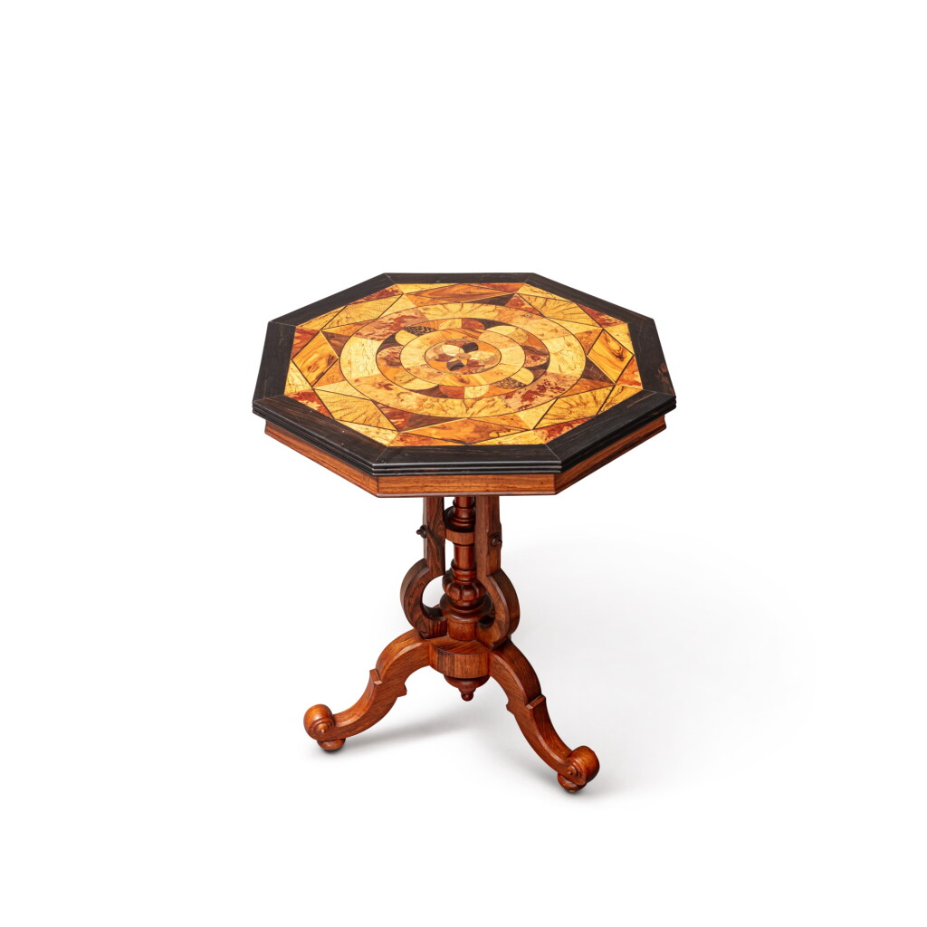 View full screen - View 1 of Lot 88. A Rio rosewood, olivewood, walnut, Indian ebony, maple burl and palmwood marqueted guéridon, 20th century, attributed to Renzo Mongiardino (1916-1998).