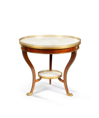 View full screen - View 1 of Lot 46. An Empire mahogany and brass inlay gueridon, circa 1810, attributed to Bernard Molitor.