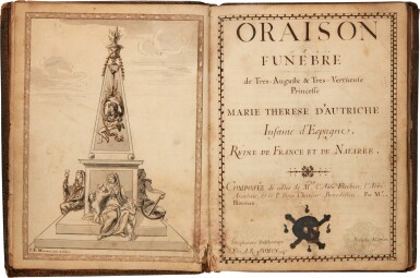 View full screen - View 1 of Lot 1728. Hotman and Deschamps, Oraison funebre de Marie-Therèse d'Autriche, manuscript on paper, 1702, French black morocco mortuary binding.