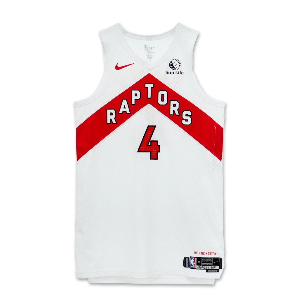 View full screen - View 1 of Lot 130. Scottie Barnes Toronto Raptors 2023-2024 Game Worn Association Edition Jersey .