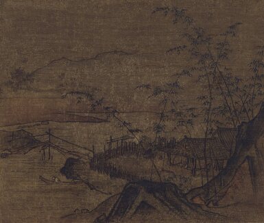 View full screen - View 1 of Lot 6090. 佚名(明) 漁村晚渡 | River Landscape.