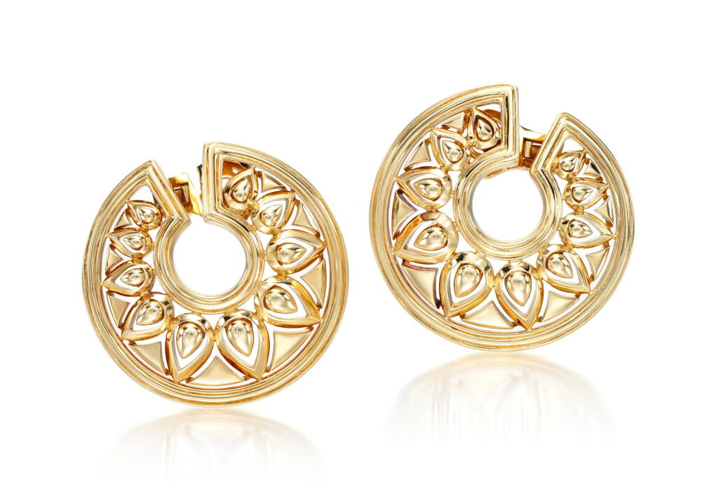 View full screen - View 1 of Lot 106. PAIR OF GOLD EAR CLIPS, 'TANJORE' | CARTIER.