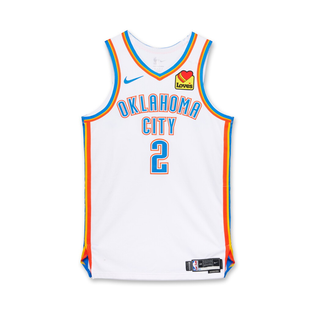 Voir en plein écran - Voir 1 du lot 1. Shai Gilgeous-Alexander Oklahoma City Thunder 2025 NBA Playoffs Western Conference Round 1 Game Worn Association Edition Jersey | Game 1 | Matched to 1 Playoff Game | 3 Regular Season Games | ‘Championship Run’ | 2025 NBA MVP | 2025 NBA Scoring Champion | 2025 NBA Finals MVP.