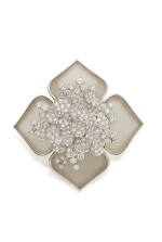 ROCK CRYSTAL AND DIAMOND "HELLEBORE" CLIP-BROOCH, VAN CLEEF & ARPELS, FRANCE
