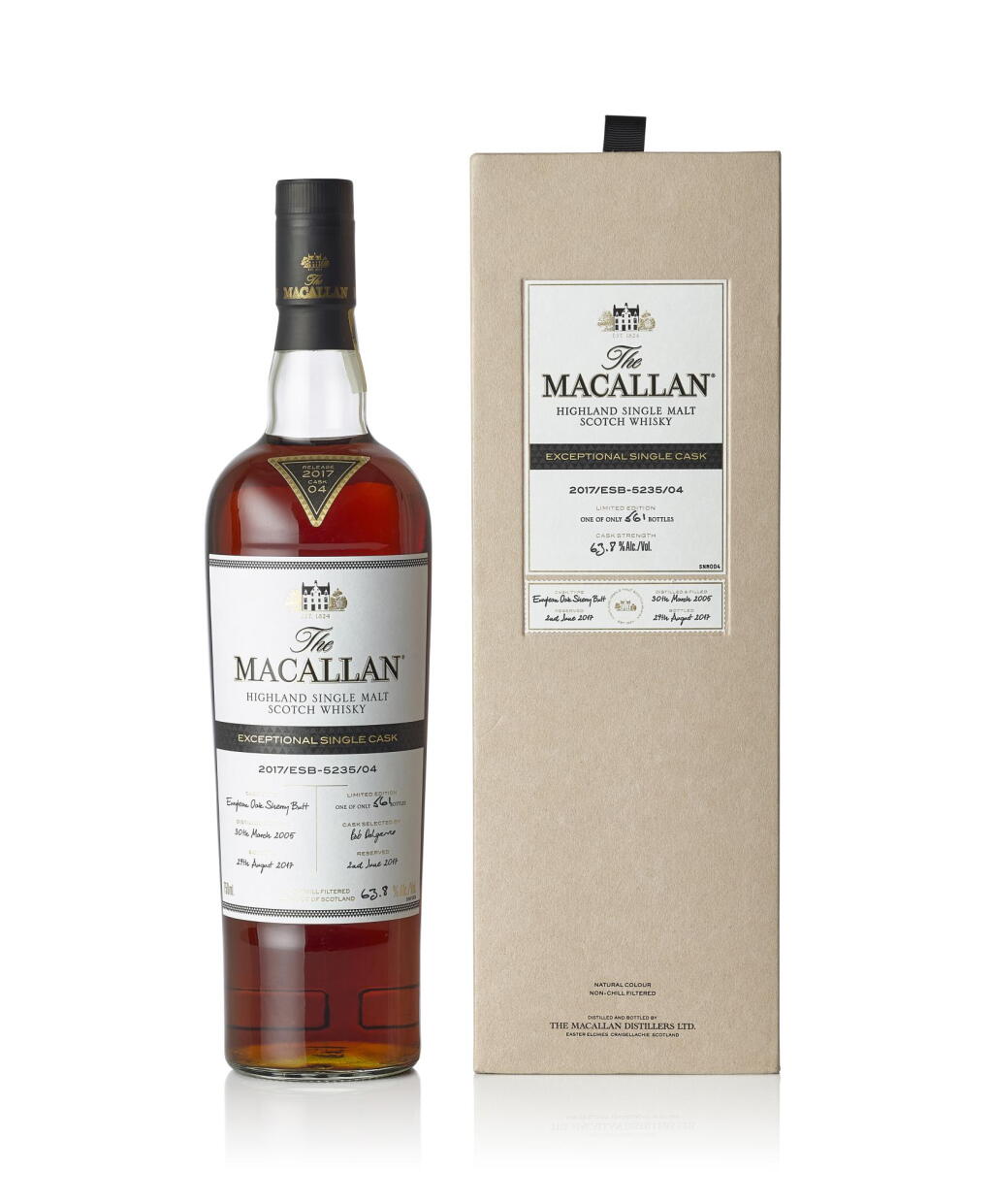 View full screen - View 1 of Lot 6014. The Macallan Exceptional Single Cask 2017/ESB-5235/04 63.8 abv 2005 (1 BT).