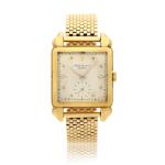 Reference 2424 'Flames' A yellow gold square shaped wristwatch, Circa 1950