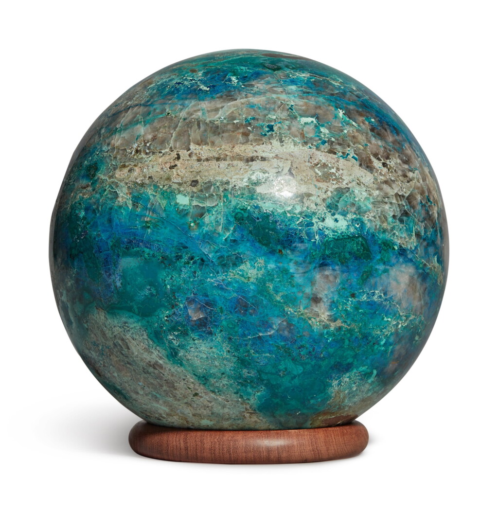 View full screen - View 1 of Lot 26. A Large Sphere Of Chrysocholla And Malachite.