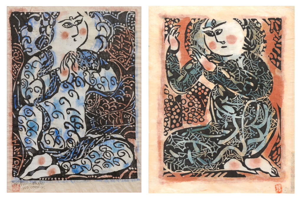 View full screen - View 1 of Lot 159. Munakata Shiko (1903-1975) | Our Benefactor in the Sea; Our Benefactor in the Mountains | Showa period, 20th century.