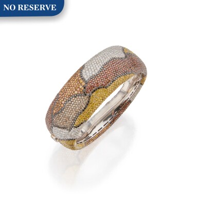 View full screen - View 1 of Lot 480. Colored Diamond and Diamond Bangle-Bracelet.