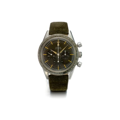 View full screen - View 1 of Lot 1037. OMEGA | REF 2998-6 SPEEDMASTER, A STAINLESS STEEL CHRONOGRAPH WRISTWATCH MADE FOR THE PERUVIAN AIR FORCE, CIRCA 1960 | 歐米茄 |2998-6型號「SPEEDMASTER」精鋼計時腕錶,為秘魯空軍製造,年份約1960.
