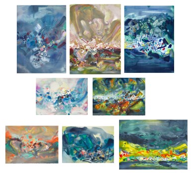 全螢幕檢視 - 查看1103Chu Teh-Chun 朱德群 | Composition (Set of 8) 構成(八幅作品)的1