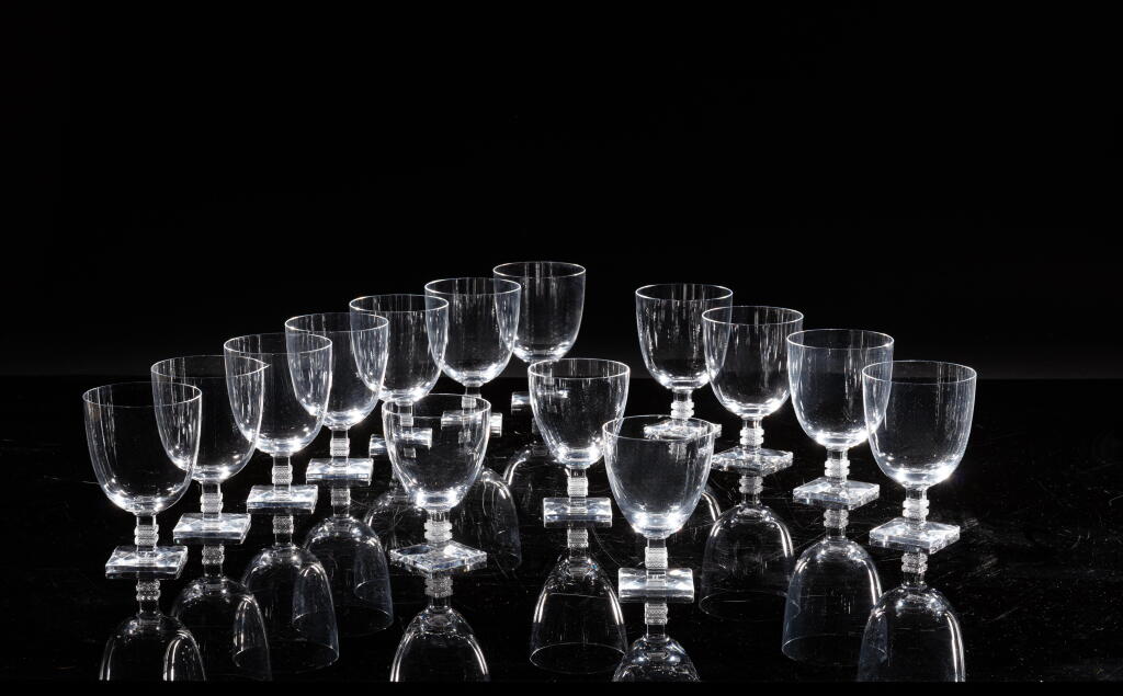 View full screen - View 1 of Lot 207. A part of a crystal glassware service, Lalique France, the model created in 1939.