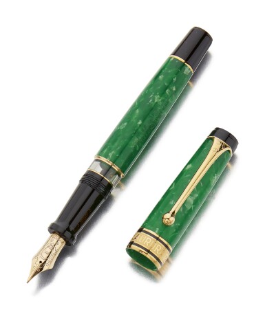 View full screen - View 1 of Lot 36. AURORA | A LIMITED EDITION GREEN CELLULOID FOUNTAIN PEN, CIRCA 1998.