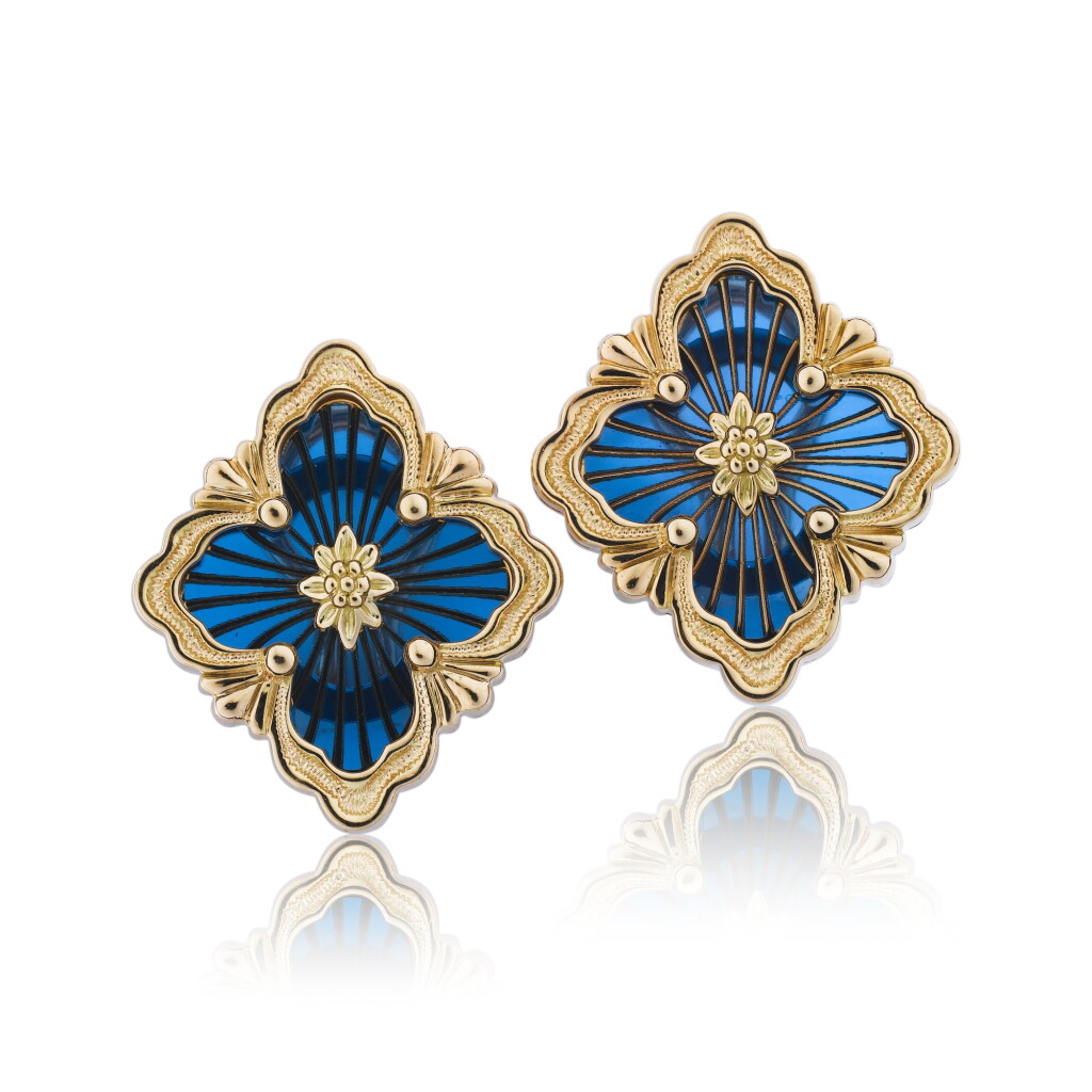 View full screen - View 1 of Lot 169. Buccellati | Demi-parure émail et or, "Opera Tulle" | Enamel and gold demi-parure, 'Opera Tulle'.