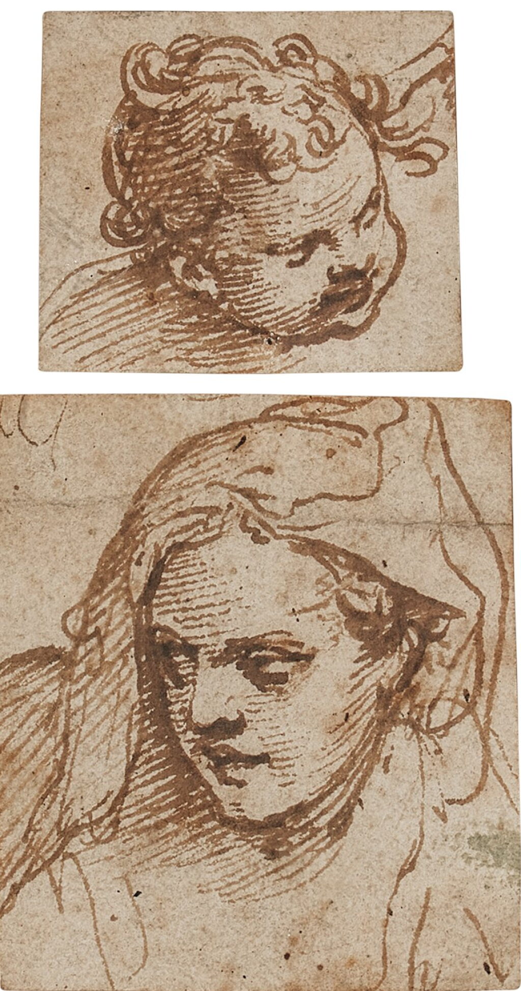 View full screen - View 1 of Lot 276. Two head studies: A) A baby B) A woman's head.