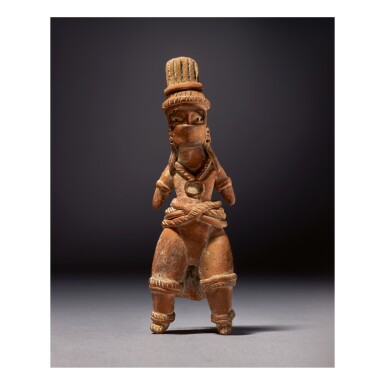 View full screen - View 1 of Lot 146. OLMEC FIGURE OF A BALLPLAYER, TLATILCO REGION EARLY PRECLASSIC, CIRCA 1200-900 BC.