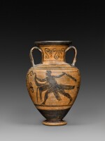 An Etruscan Black-figured Amphora, attributed to the Workshop of the Micali Painter, late 6th/early 5th Century B.C.