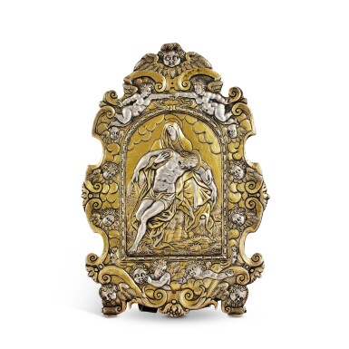 View full screen - View 1 of Lot 27. A Parcel-Gilt Silver Pax, Dated 1593.