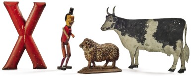 View full screen - View 1 of Lot 1462. GROUP OF FOUR MISCELLANEOUS FOLK ART DECORATIVE ARTICLES, LATE 19TH TO EARLY 20TH CENTURY.