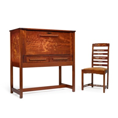 View full screen - View 1 of Lot 44. Fall-Front Desk and Chair from the Charles Millard Pratt House, Ojai, California.