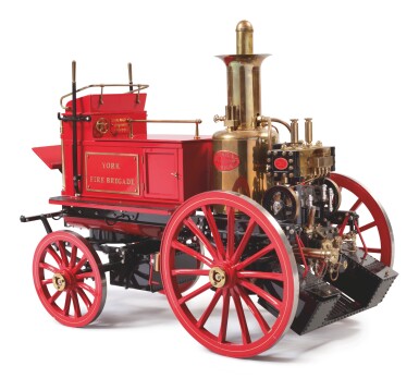 View full screen - View 1 of Lot 174. EXCEPTIONAL BRASS AND RED PAINTED MODEL FIRE PUMPER, MAXWELL HEMMENS PRECISION STEAM MODELS, THORGANBY, YORK, ENGLAND, CIRCA 1860.