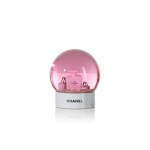 White Perfume Bottle and Shopping Bags in Pink Snow Globe, 2019
