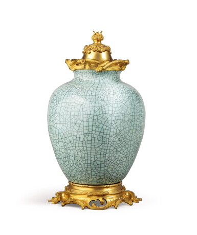 View full screen - View 1 of Lot 176. A gilt-bronze mounted Chinese celadon porcelain potiche, the vase 18th century, the mounts late 19th century,.