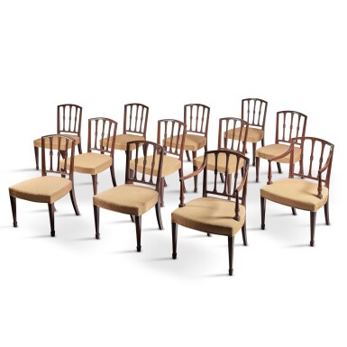 View full screen - View 1 of Lot 176. A Set of Twelve George III Mahogany Dining Chairs attributed to Gillows of Lancaster, Circa 1790.