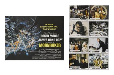 View full screen - View 1 of Lot 132. MOONRAKER (1979) POSTER, BRITISH, SIGNED BY ROGER MOORE, WITH SET OF 8 FRONT OF HOUSE STILLS, BRITISH .