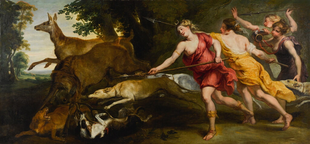 View full screen - View 1 of Lot 19. STUDIO OF SIR PETER PAUL RUBENS | Diana and her nymphs hunting | 彼得・保羅・魯本斯爵士畫室 | 《狩獵中的女神黛安娜與仙女》.