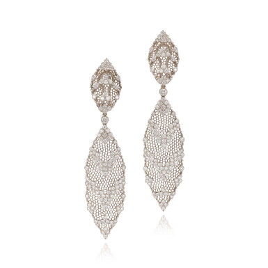 View full screen - View 1 of Lot 209. Gianmaria Buccellati | 'Tulle' Pair of Diamond Earrings | 吉安馬里亞 布契拉提 | 'Tulle' 鑽石 耳環一對.