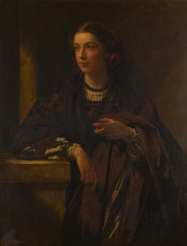 View full screen - View 1 of Lot 24. JAMES SANT, R.A. | PORTRAIT OF HELEN MASON DRESSED IN SPANISH COSTUME.